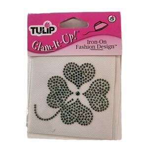 SHAMROCK CLOVER IRISH Green IRON-ON rhinestone DIAMANTE applique transfer